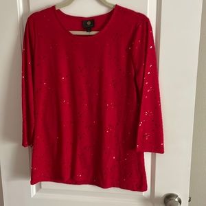 Red shirt with sequins